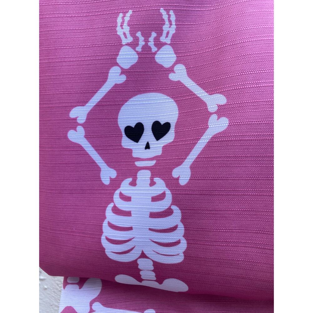 Betsey Johnson Pink Yoga Skeleton Shower Curtain – 72x72 – Halloween Gothic